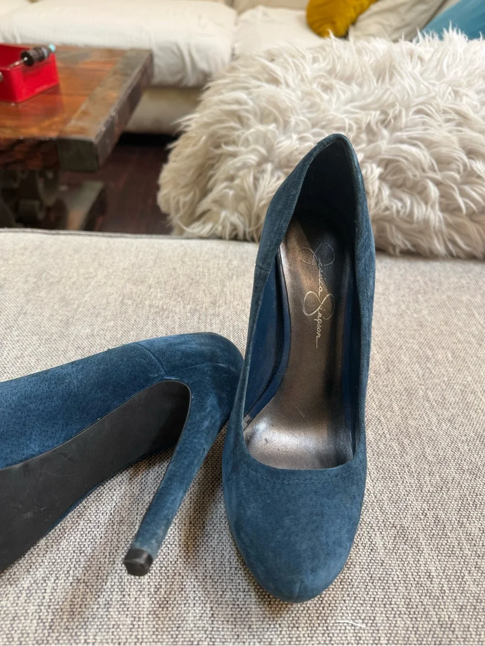Jessica Simpson Dark Teal Suede Platform Pumps